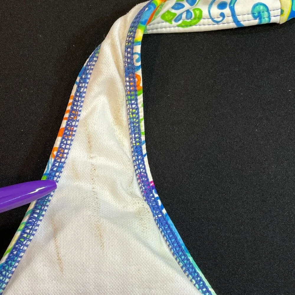 ~ Lauren Ralph Lauren Bikini Top, D/DD/LG/XL* Ring Front Halter Tie LRL Tropical
